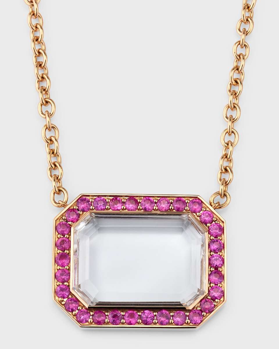 18K Rock Crystal Octagonal Pendant Necklace